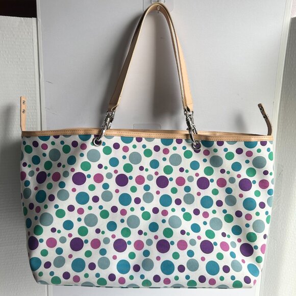 Amanda Smith Handbags - Amanda Smith Polka Dot Large tote bag weekender travel shoulder bag purple